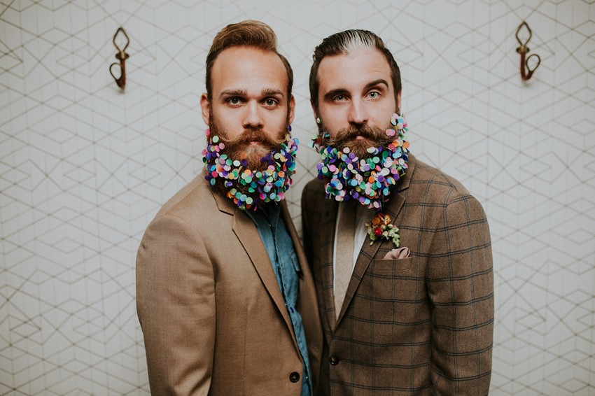 Grooms with Button Adorned Beards