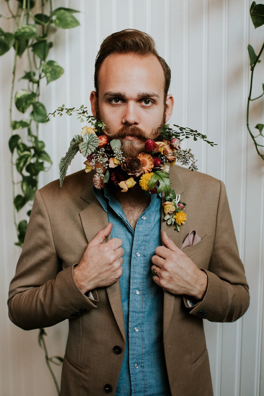 Groom with Floral Beards