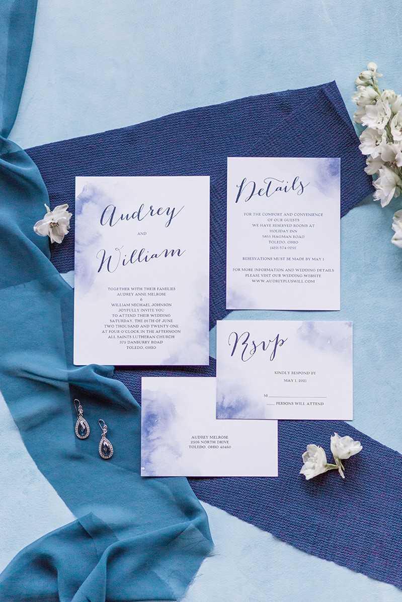 Timeless Blue Wedding Stationery from David's Bridal