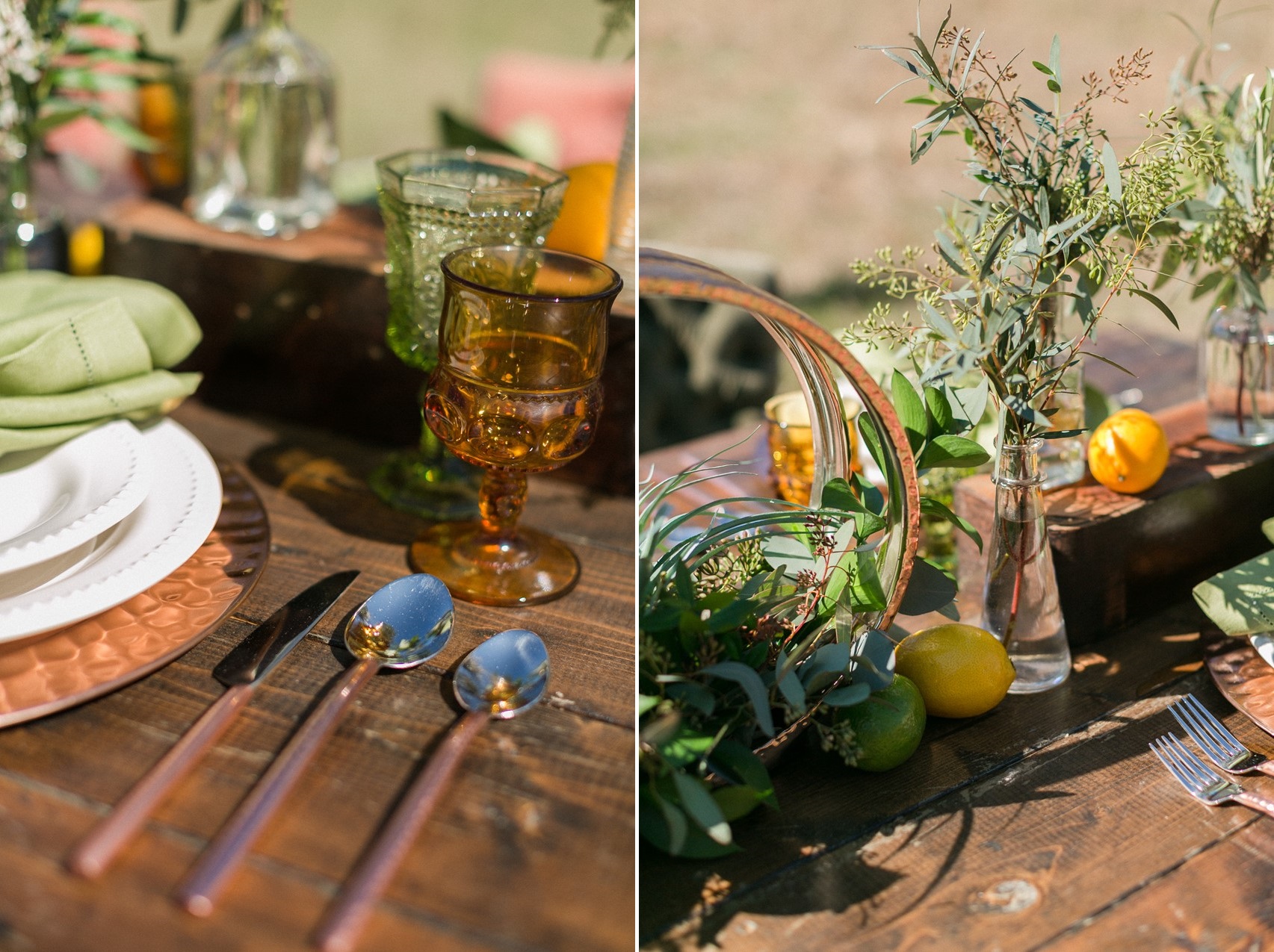 Greenery, Copper & Citrus Wedding Table