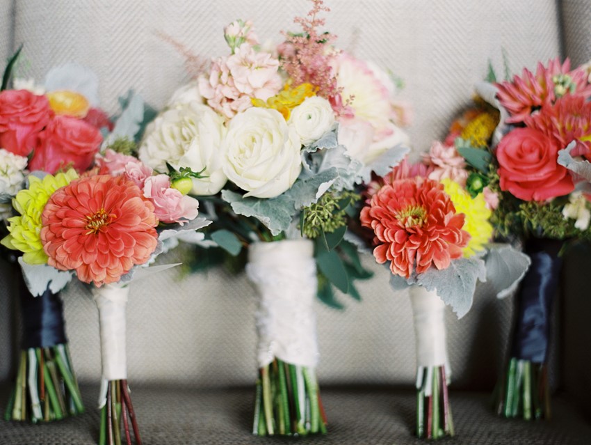 Coral & Yellow Summer Wedding Bouquets