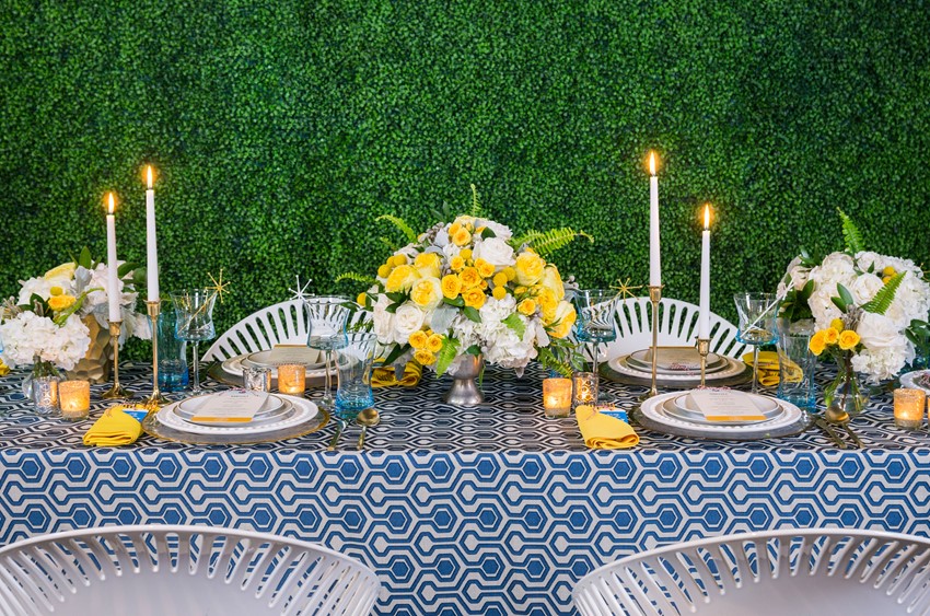 Blue & Yellow Mid-Century Inspired Wedding Table