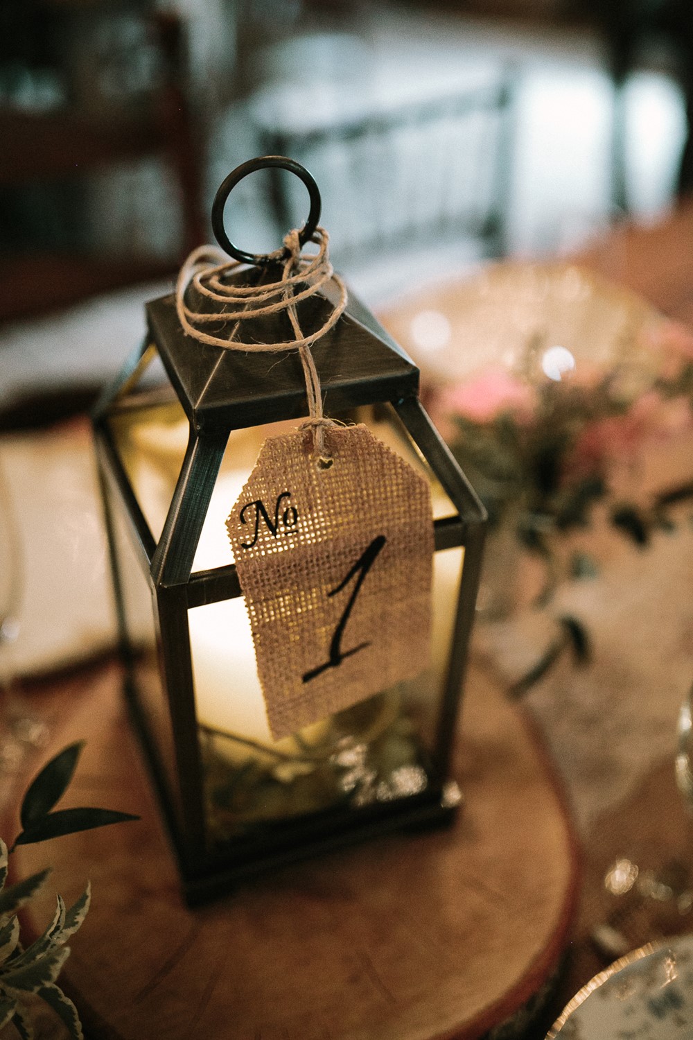 Rustic Vintage Barn Wedding Lantern Centerpiece