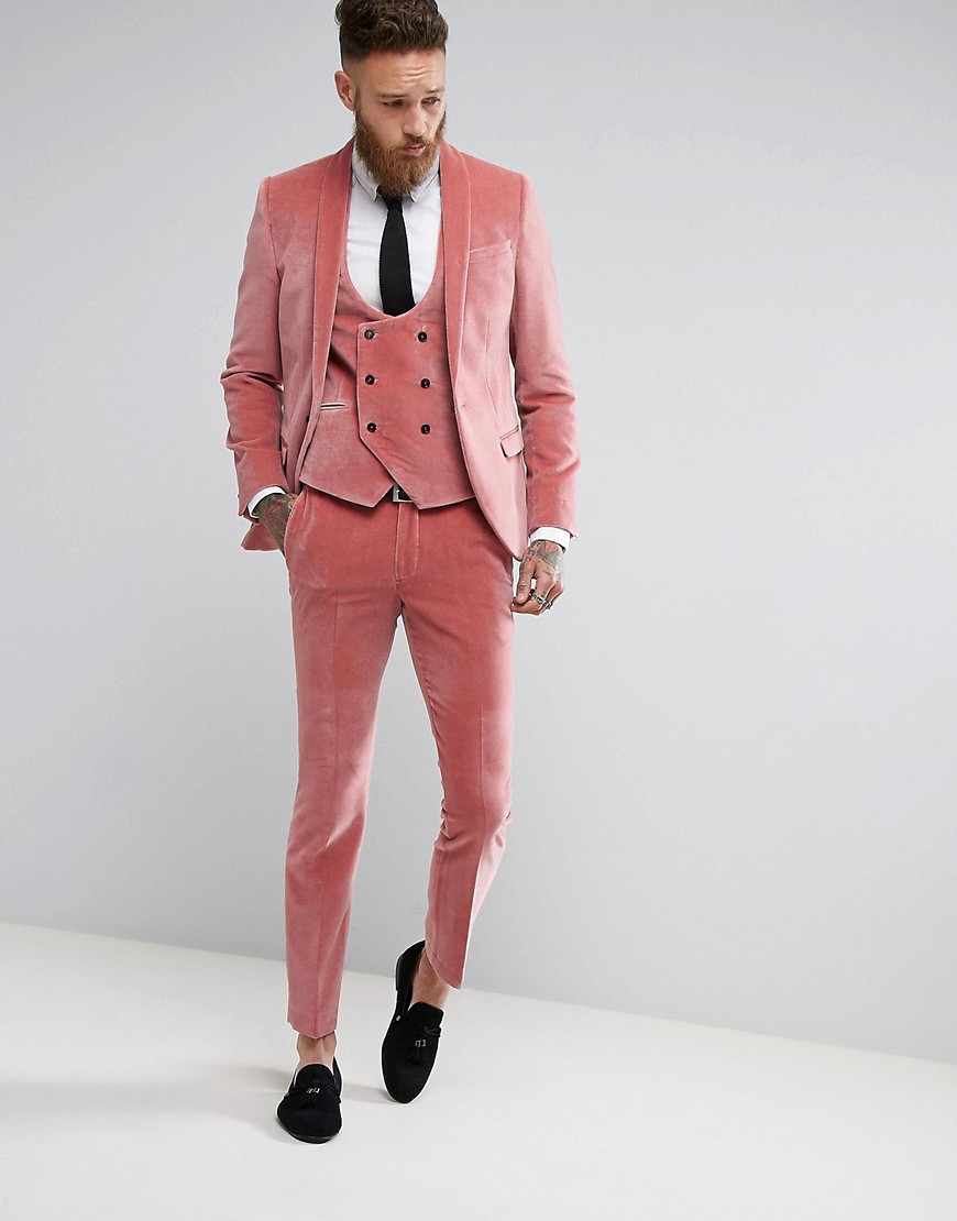 Pink Velvet Groom's Suit