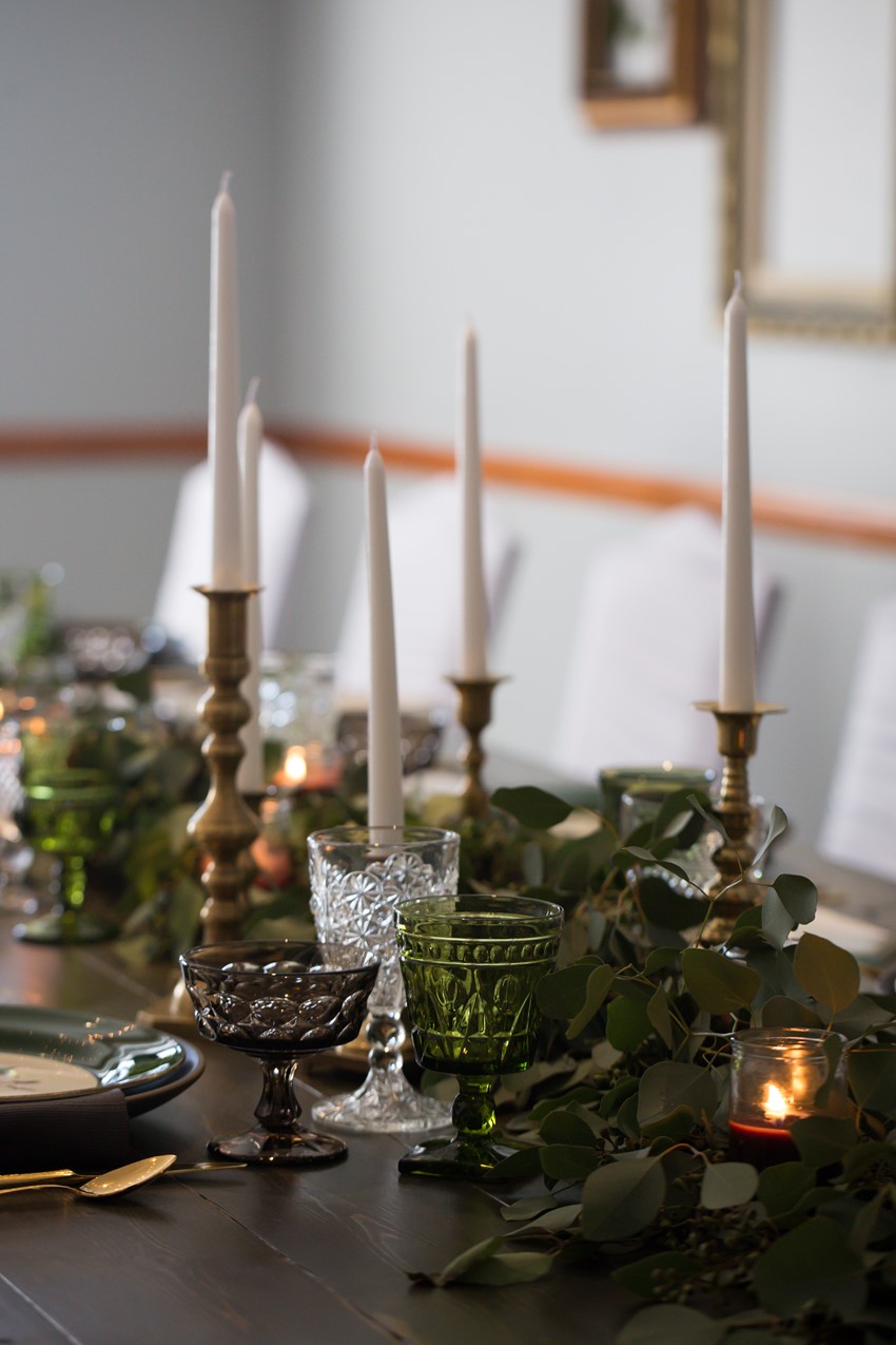 Greenery & Candlesticks Wedding Table Decor