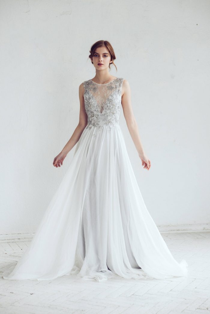 Silver and Ivory Wedding Dress