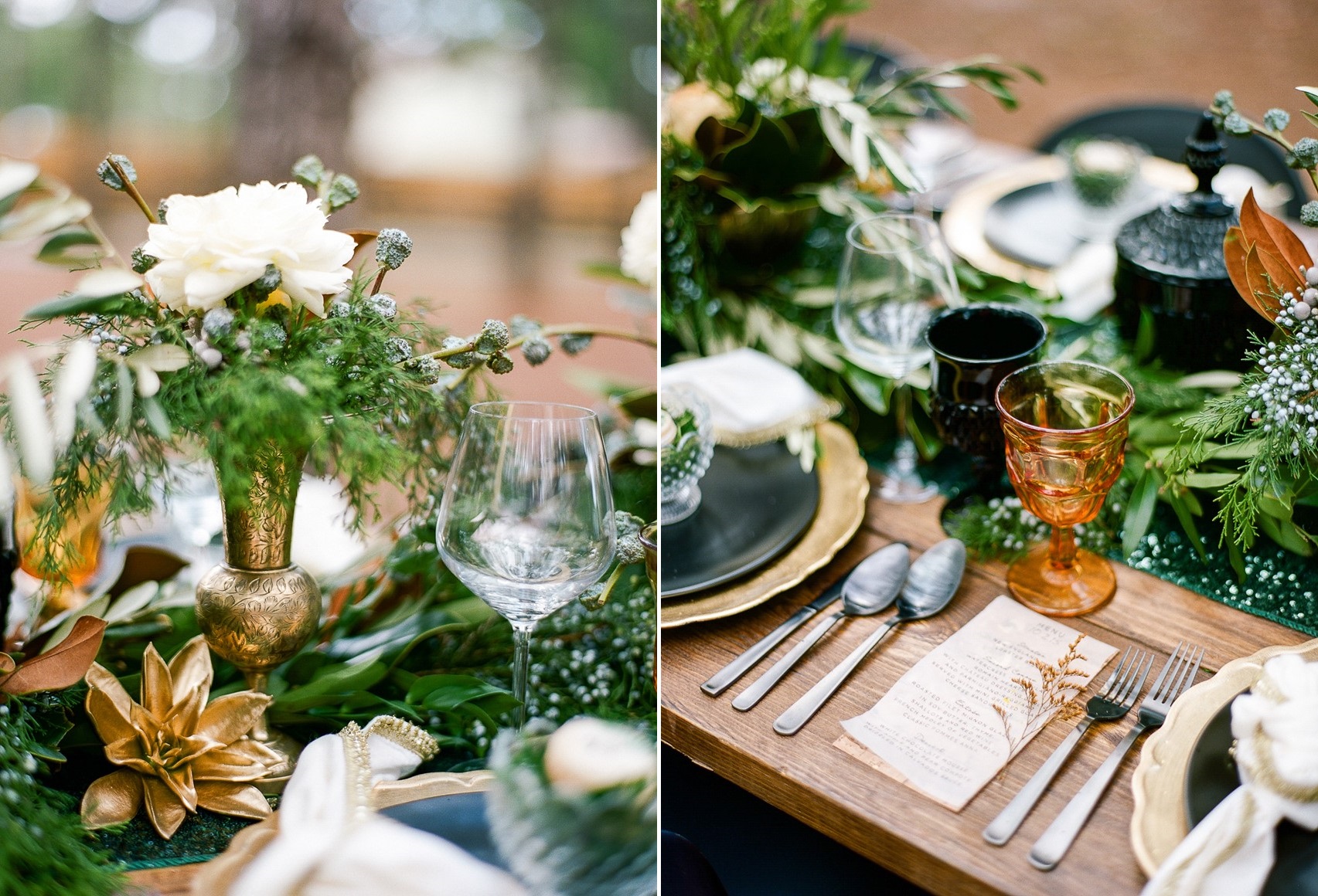 Emerald Green and Gold Wedding Table