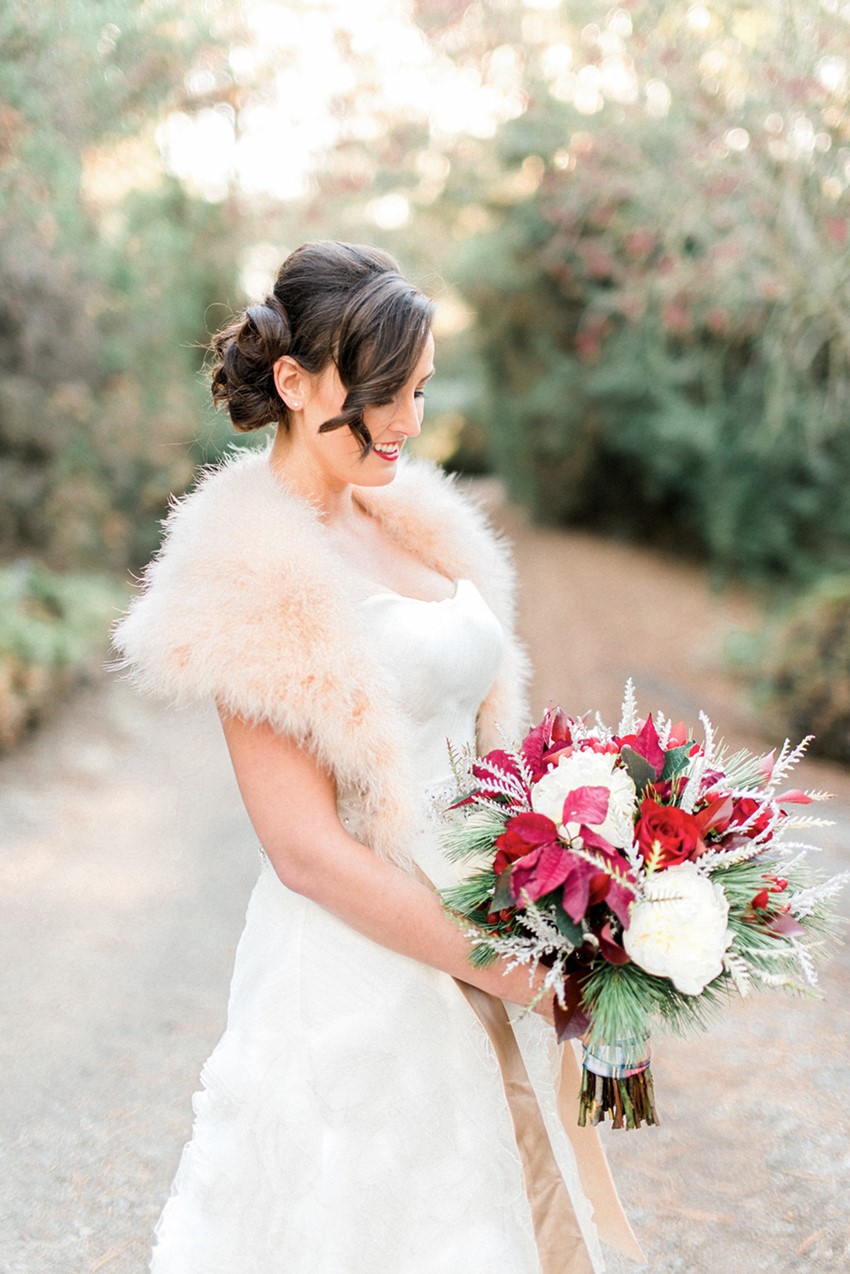 Christmas Bride & Red Bouquet