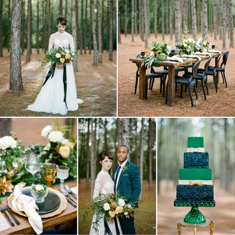Glamorous Emerald Green & Gold Holiday Wedding Inspiration