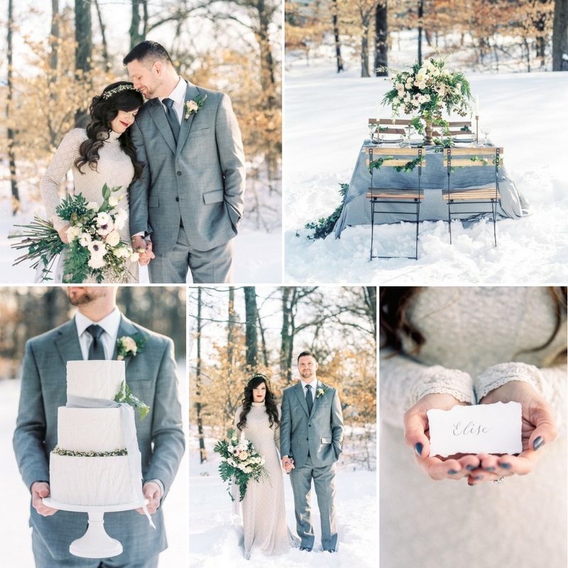 Snowy Winter Wedding Inspiration in Neutrals