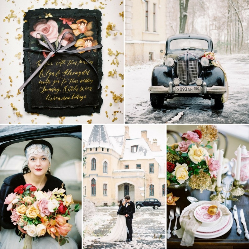 Snowy & Floral-Filled Vintage Winter Wedding Inspiration