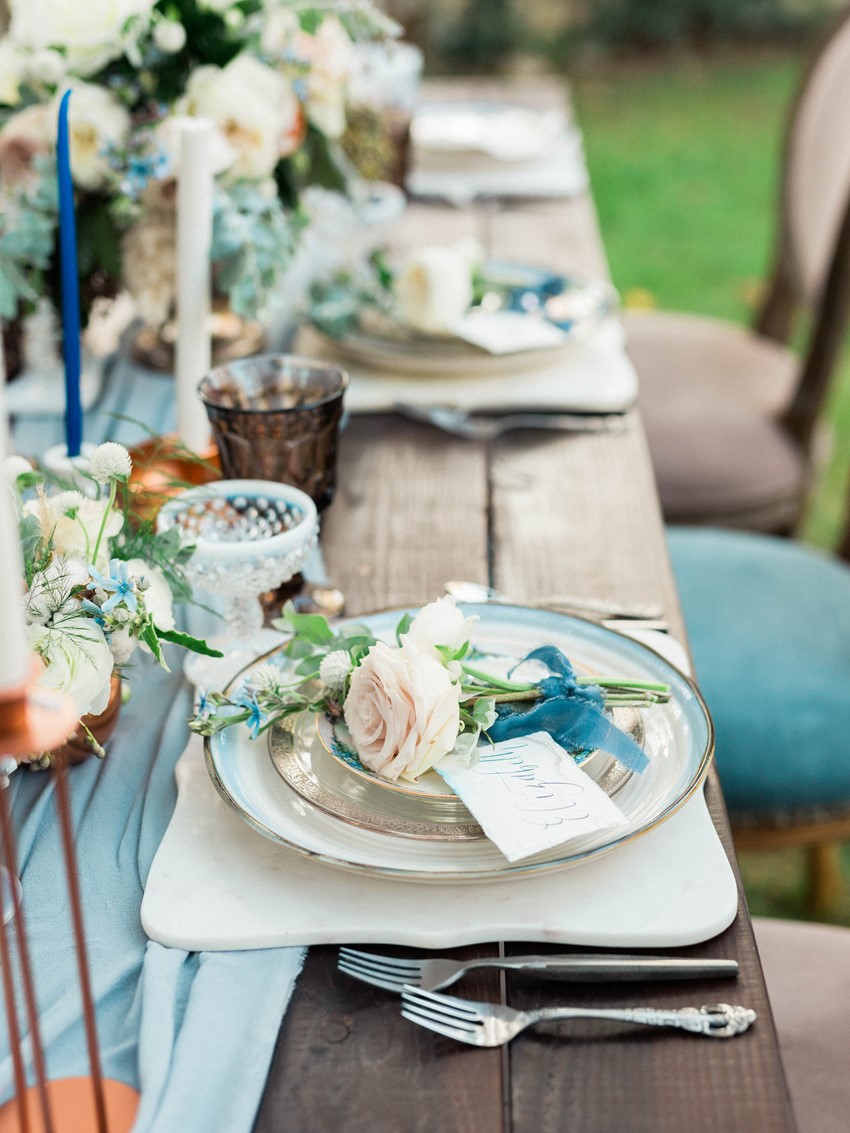 Blue & Copper Wedding Table