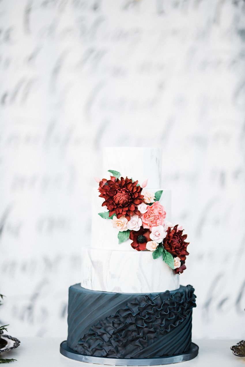 Floral & Ruffled Wedding Cake