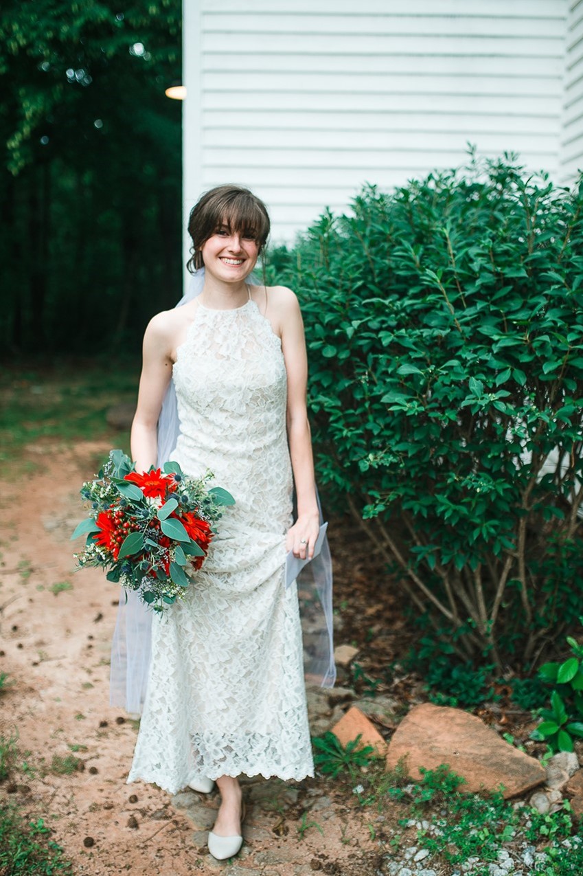 Bride with a Red Bridal Bouquet