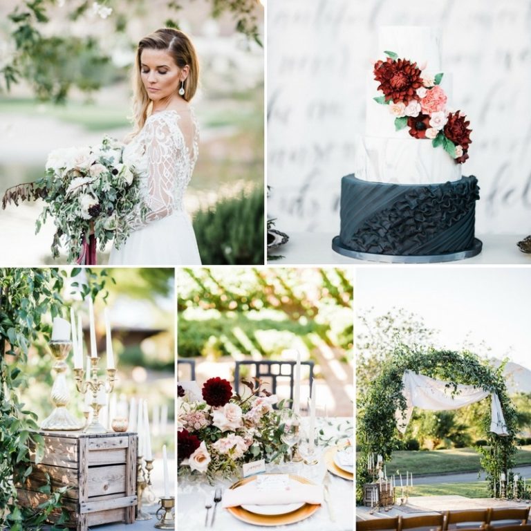 Chic Garden Wedding Inspiration in Burgundy & Blush - Chic Vintage ...