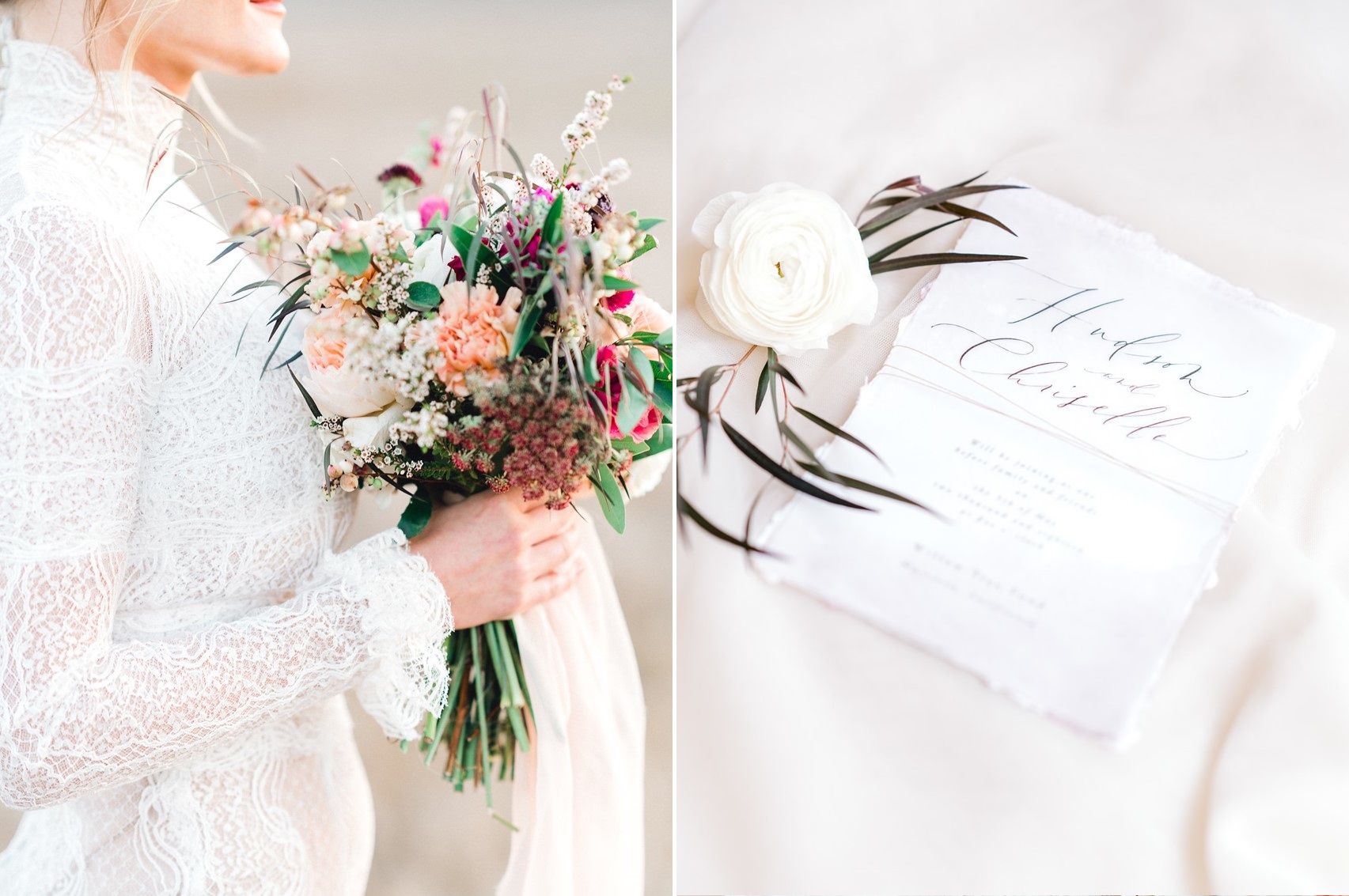 Bridal Bouquet & Calligraphy Wedding Stationery