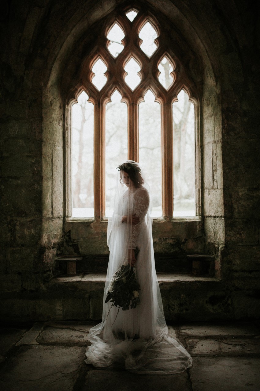 Gothic Bridal Shoot at an English Abbey