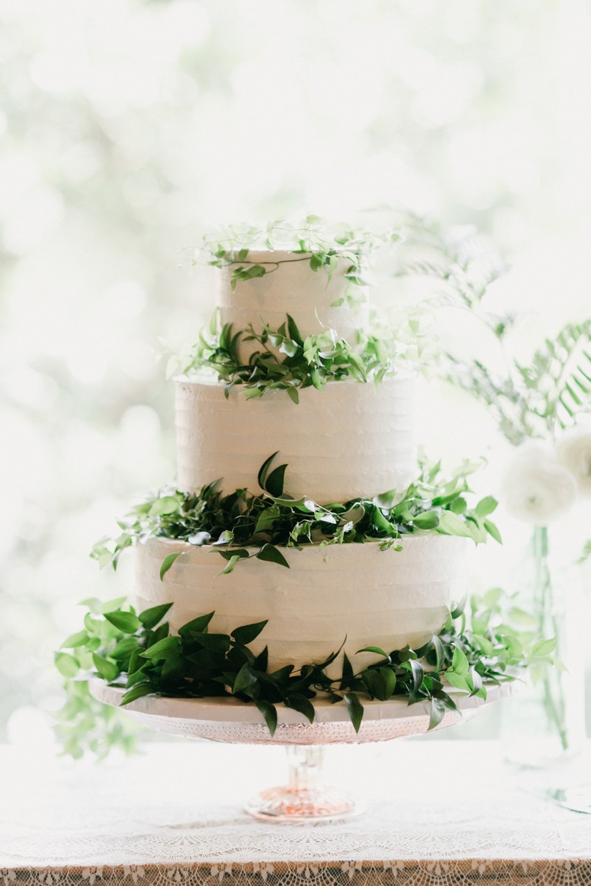Greenery Topped Wedding Cake