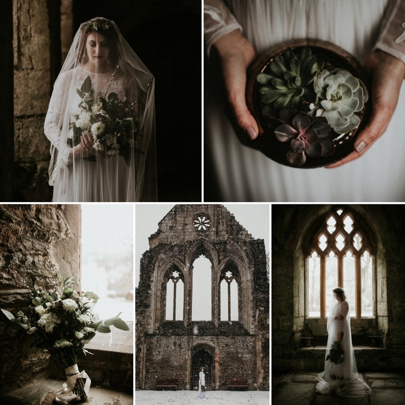 Snowy Winter Bridal Shoot at an Historic British Abbey