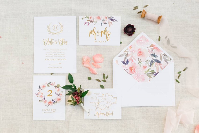 Floral Watercolor Wedding Invitation Suite