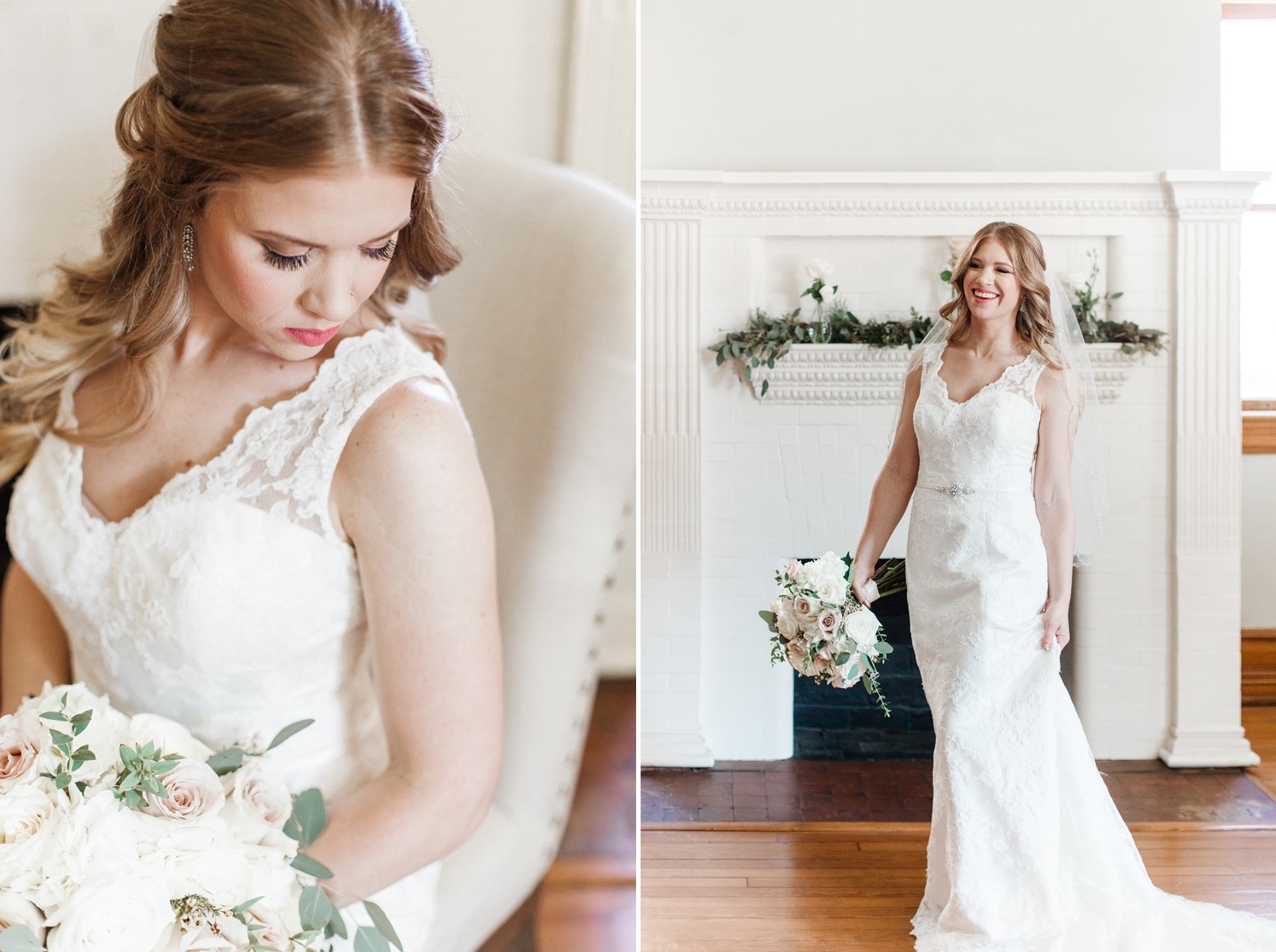 Vintage Inspired Bride in a Lace Wedding Dress