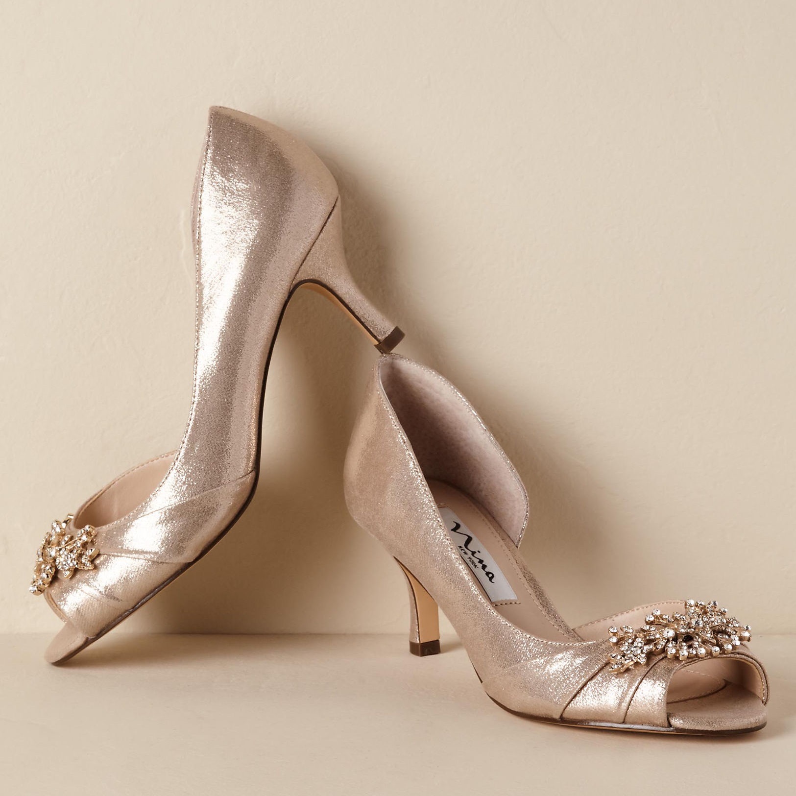 Metallic on sale bridal shoes