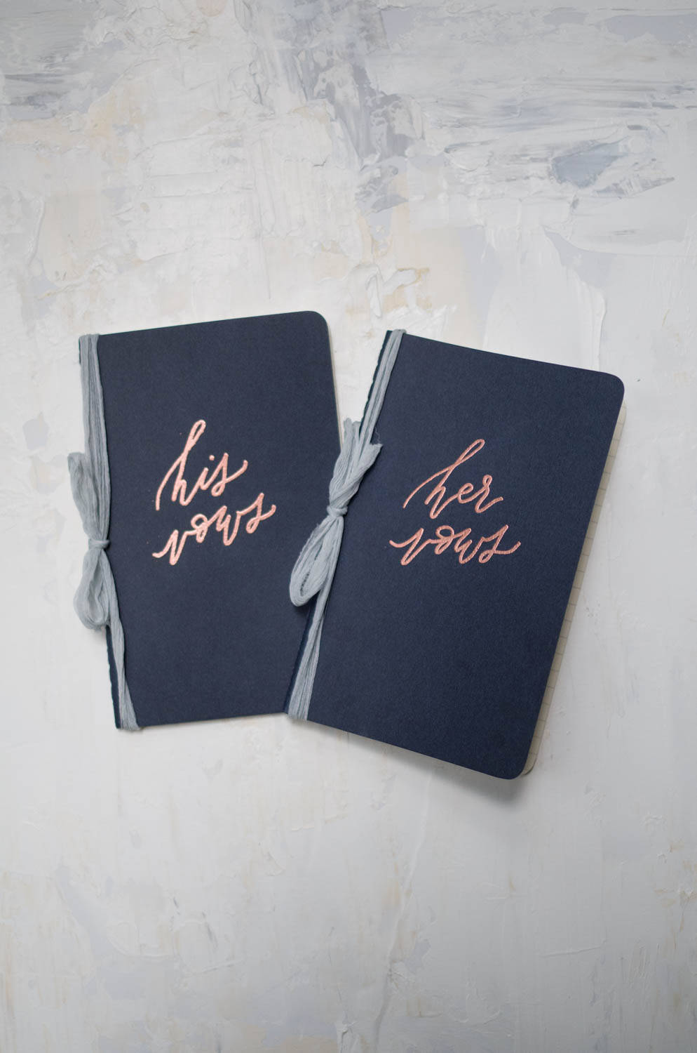 Navy Calligraphy Vow Books