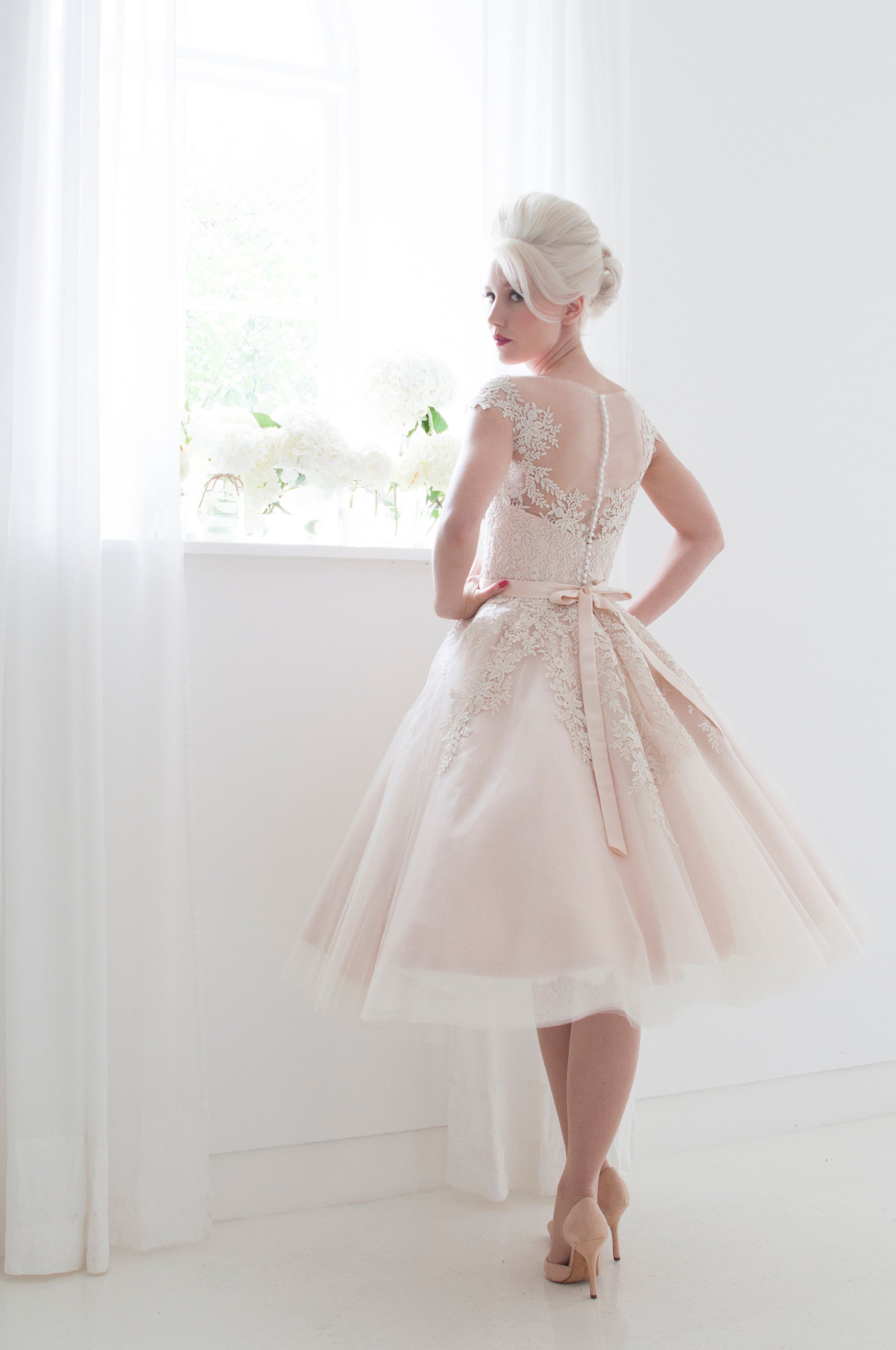 Poppy Blush Tea Length Wedding Dress