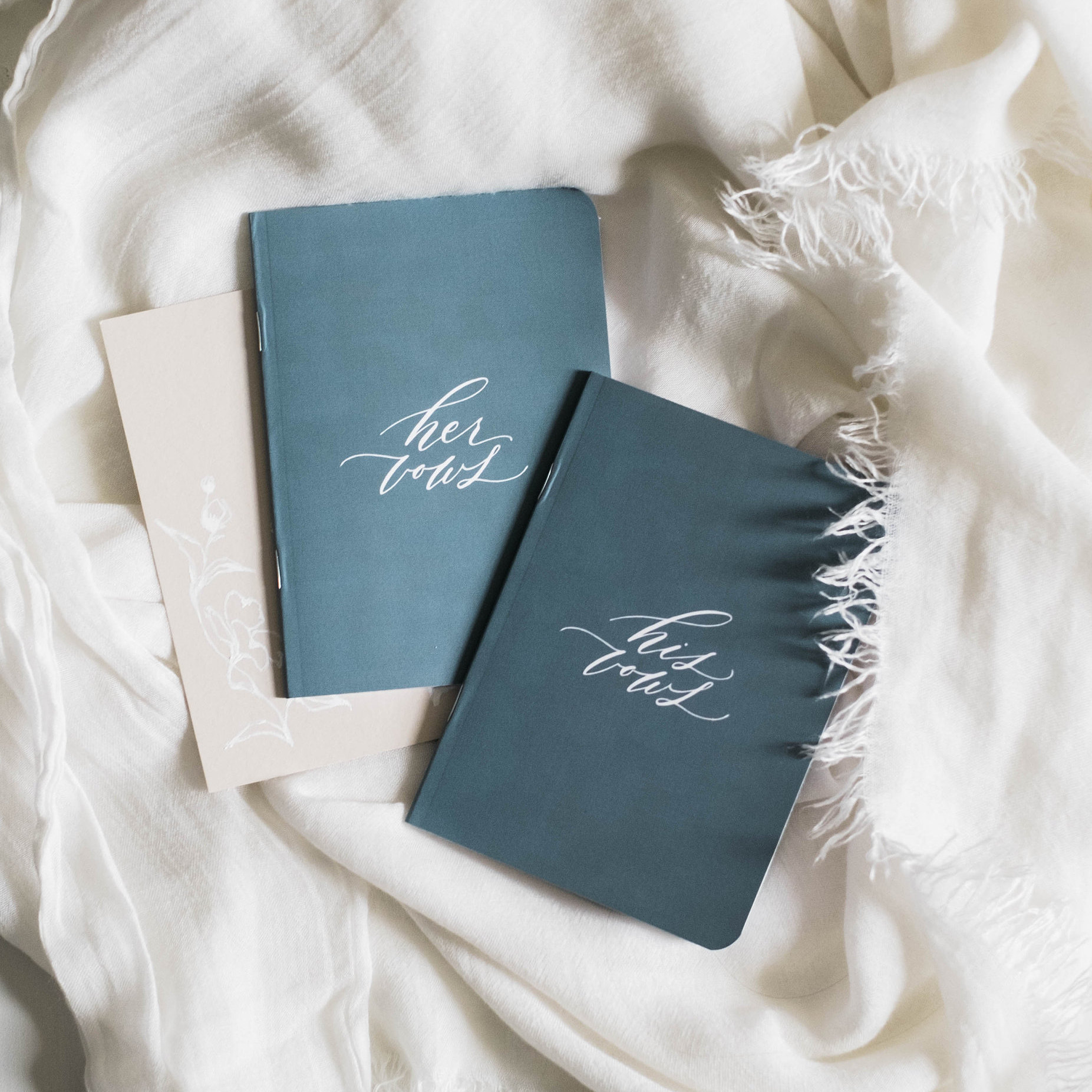 Silver Calligraphy Wedding Vow Books