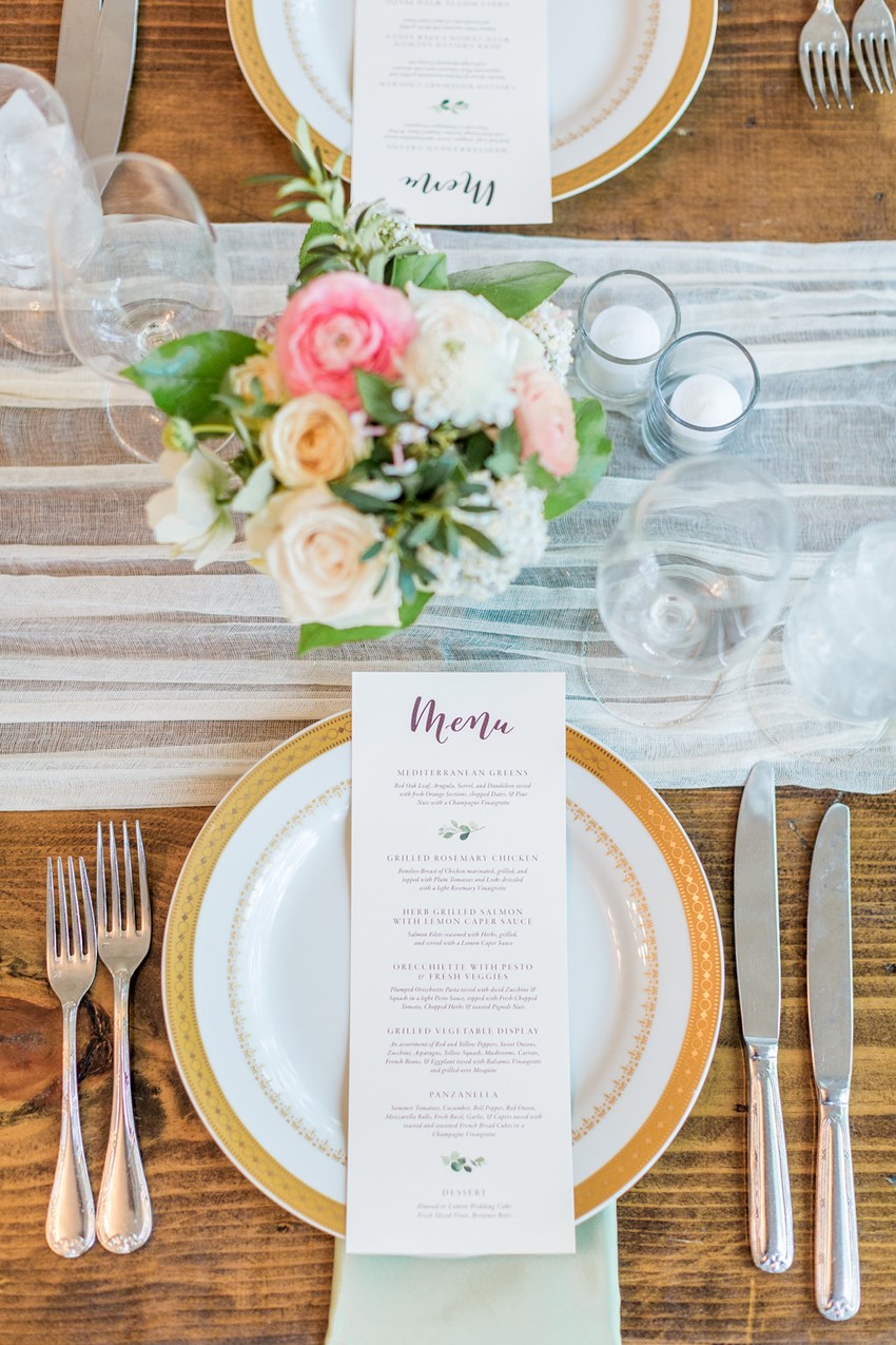 Gold & Pink Wedding Place Setting