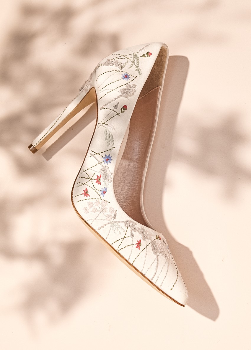 Emmy London - Meadow Ivory Embroidered Bridal Shoes