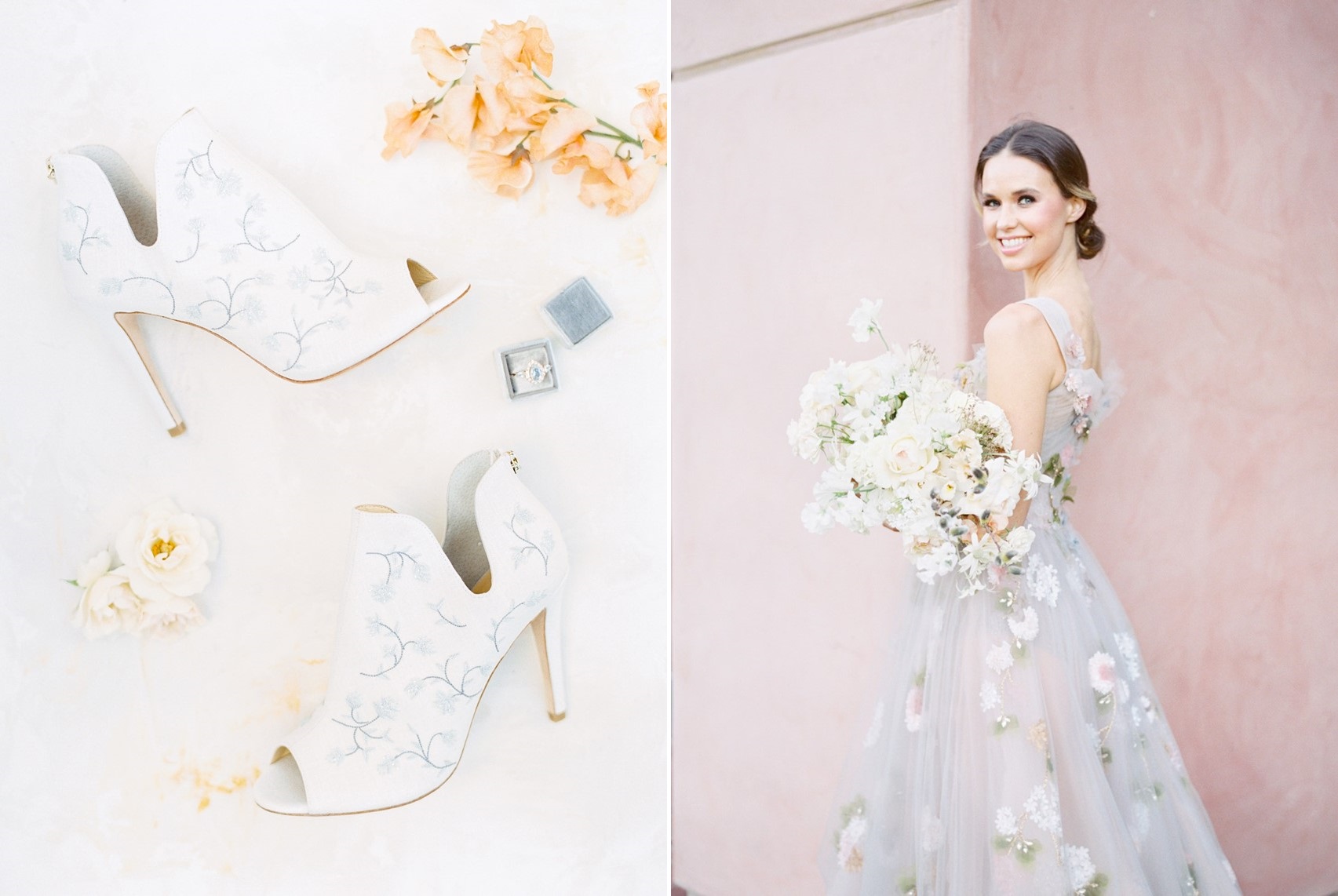 Floral Wedding Dress & Bridal Shoes