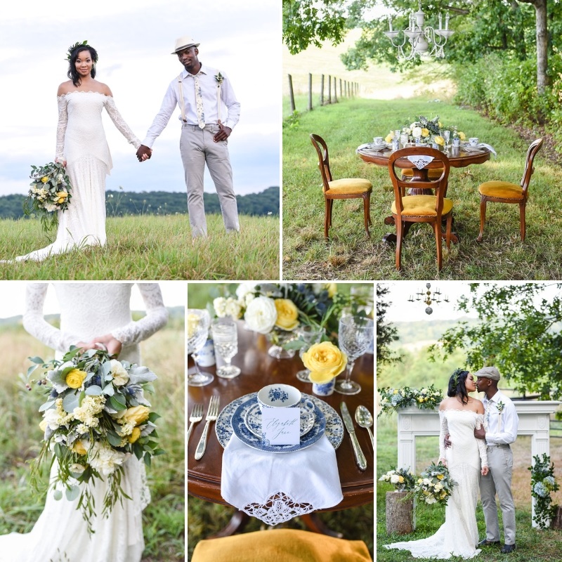 Victorian Inspired Wedding Inspiration in Blue & Yellow