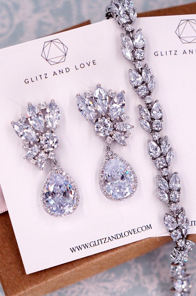 Crystal Glitz Drop Earrings, Accessories