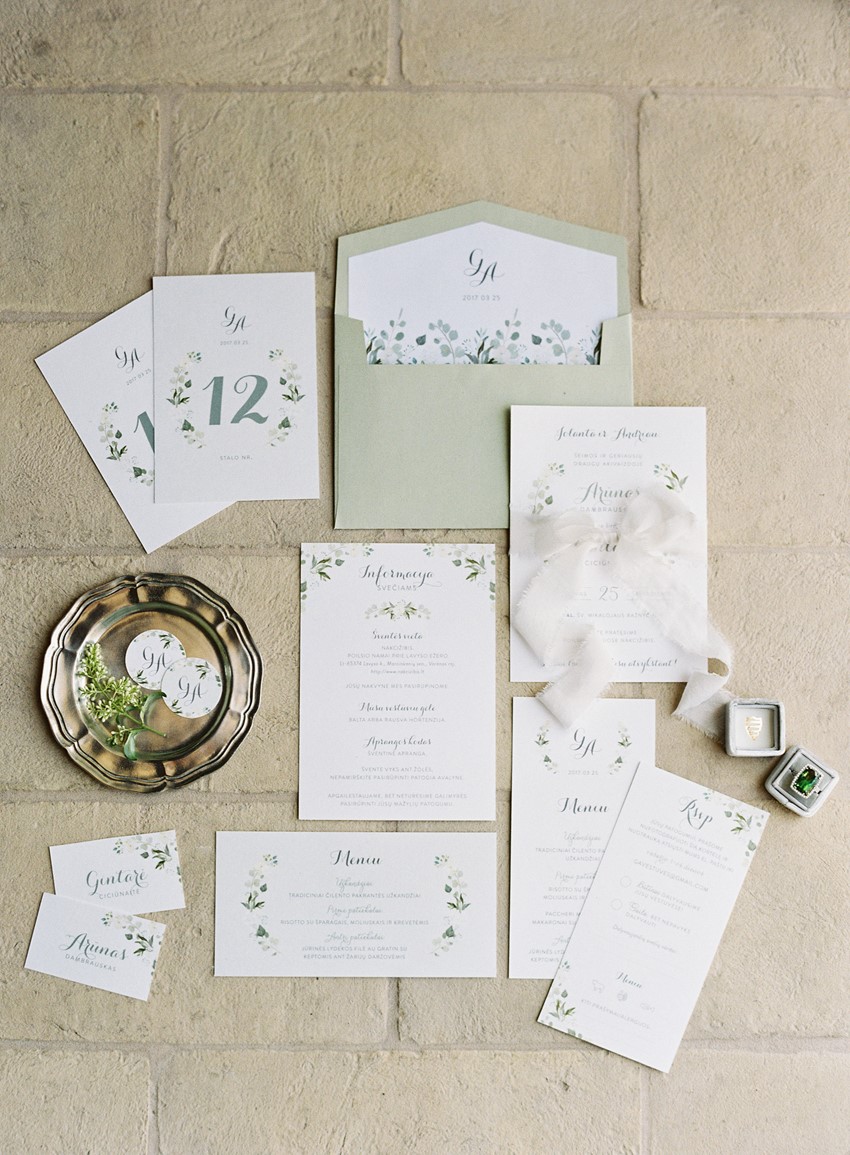 Watercolor Greenery Wedding Invitation Suite