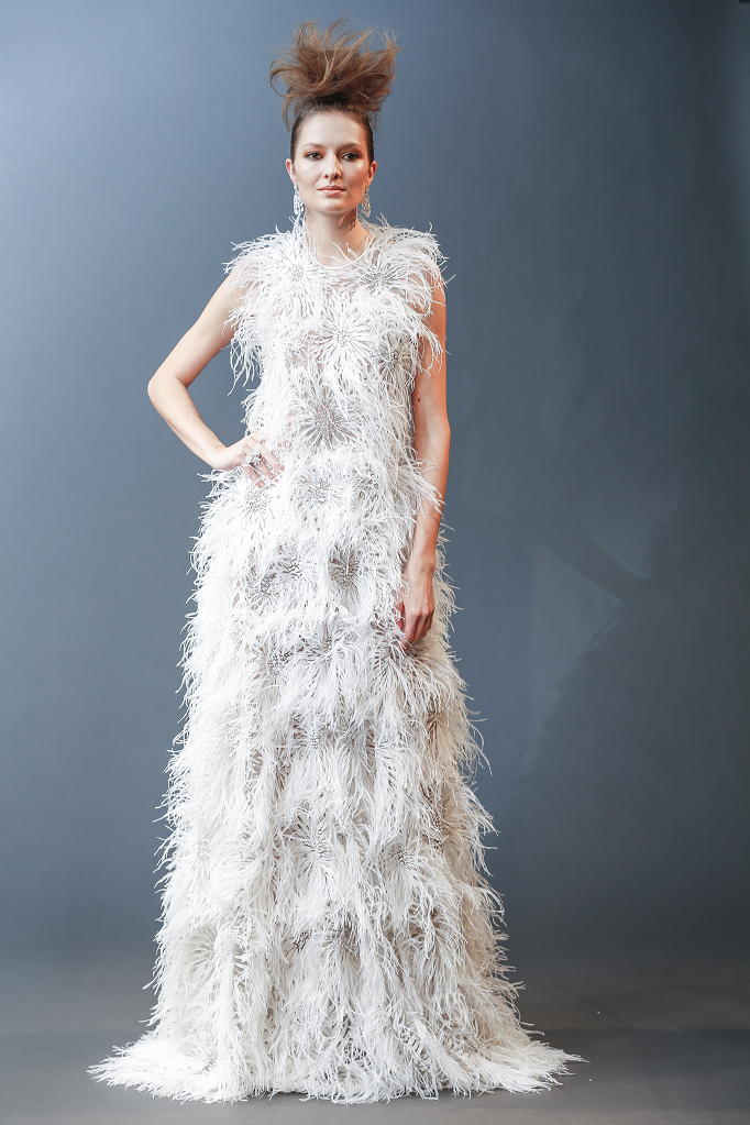 Top Bridal Trends for 2019 - Feathers Naeem Khan MIRAGE 2019 Bridal