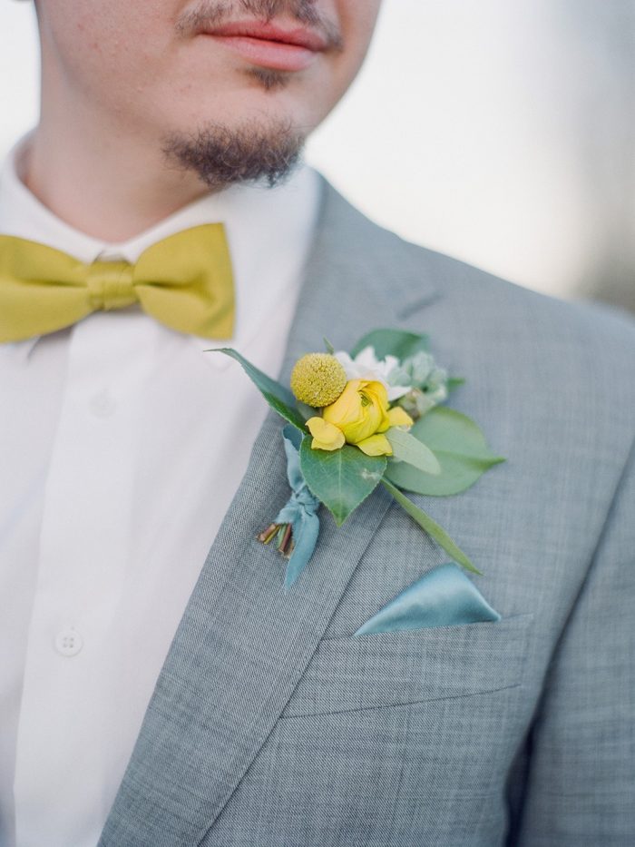 Yellow Boutonniere & Bow Tie 