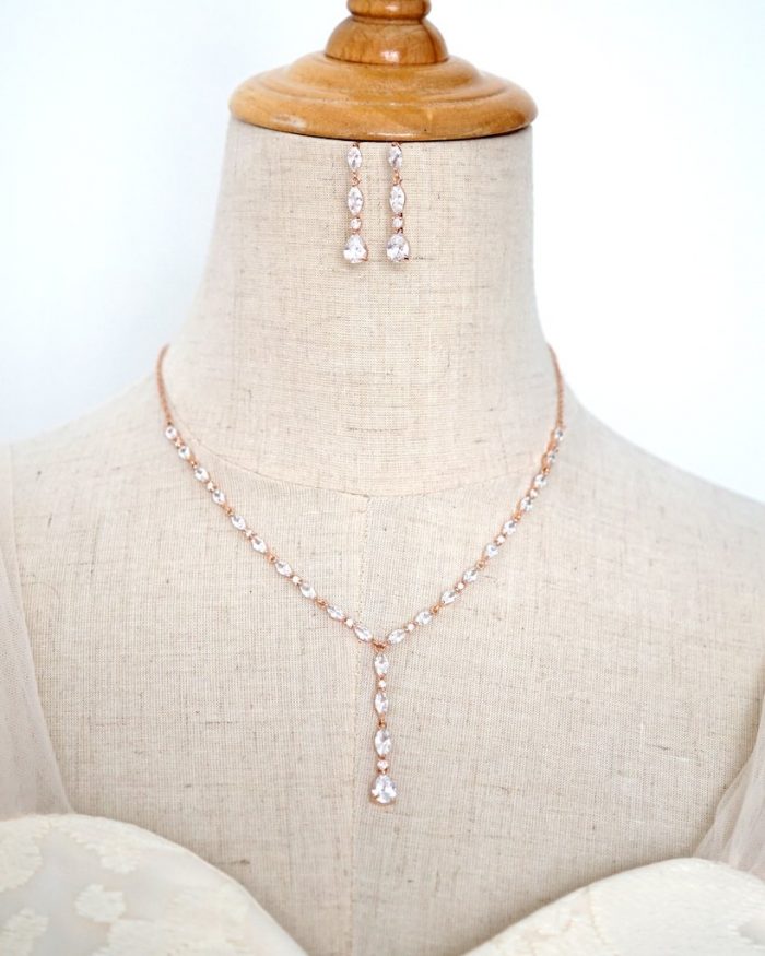Rose Gold Bridal Necklace & Earrings
