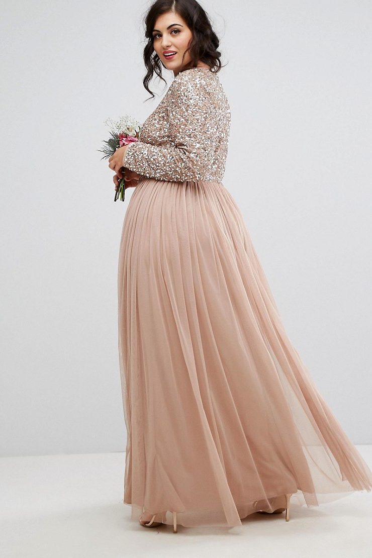Maya Sequin Long Sleeve Maxi Bridesmaid Dress Chic